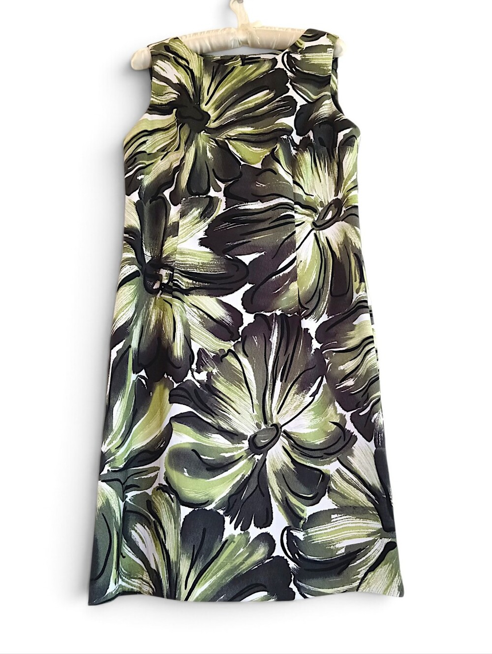 Dark Green Floral Sheath Dress Midi Pencil Fitted Business Casual Jungle Fairy